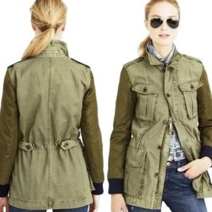 J.Crew Women's Quilted Boyfriend Fatigue Utility Jacket Army Olive Green Size XS